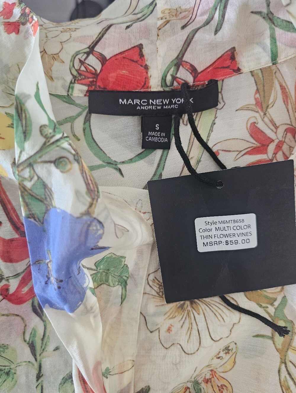 Andrew Marc Floral Bow-Neck Blouse - Picture 3 of 3